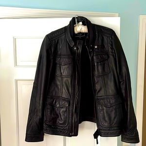 LUCKY BRAND WOMEN’S LEATHER JACKET - GENUINE LEATHER - BLACK